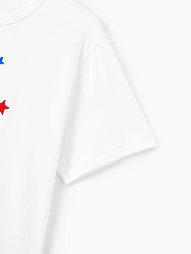 Independence Day Family Matching Patriotic Ice Cream Print Summer Cotton T-shirt & V-Neck Dresses White