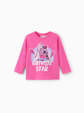 Disney Stitch Angel Birthday Star Girls' Long-Sleeve T-Shirt Pink