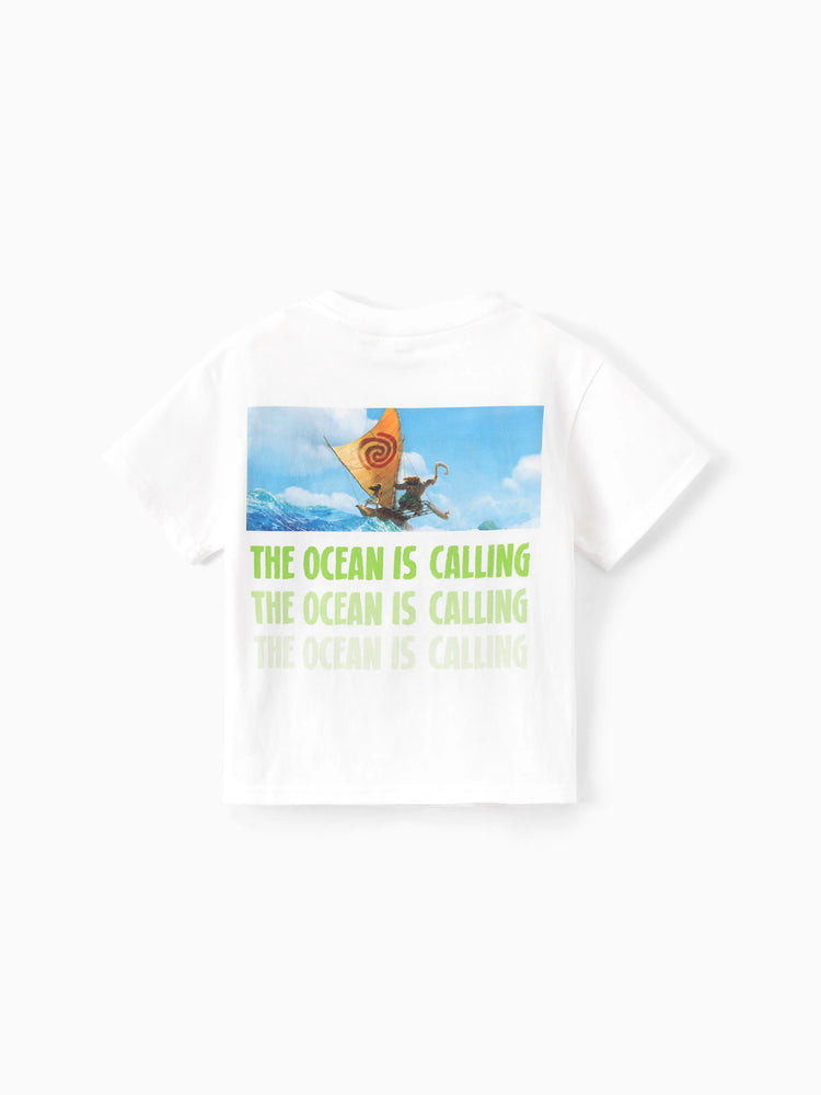Disney Princess Moana Family Matching "The Ocean Is Calling" Graphic T-Shirts for Vacation & Everyday Fun White