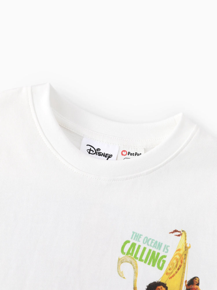 Disney Princess Moana Family Matching "The Ocean Is Calling" Graphic T-Shirts for Vacation & Everyday Fun White