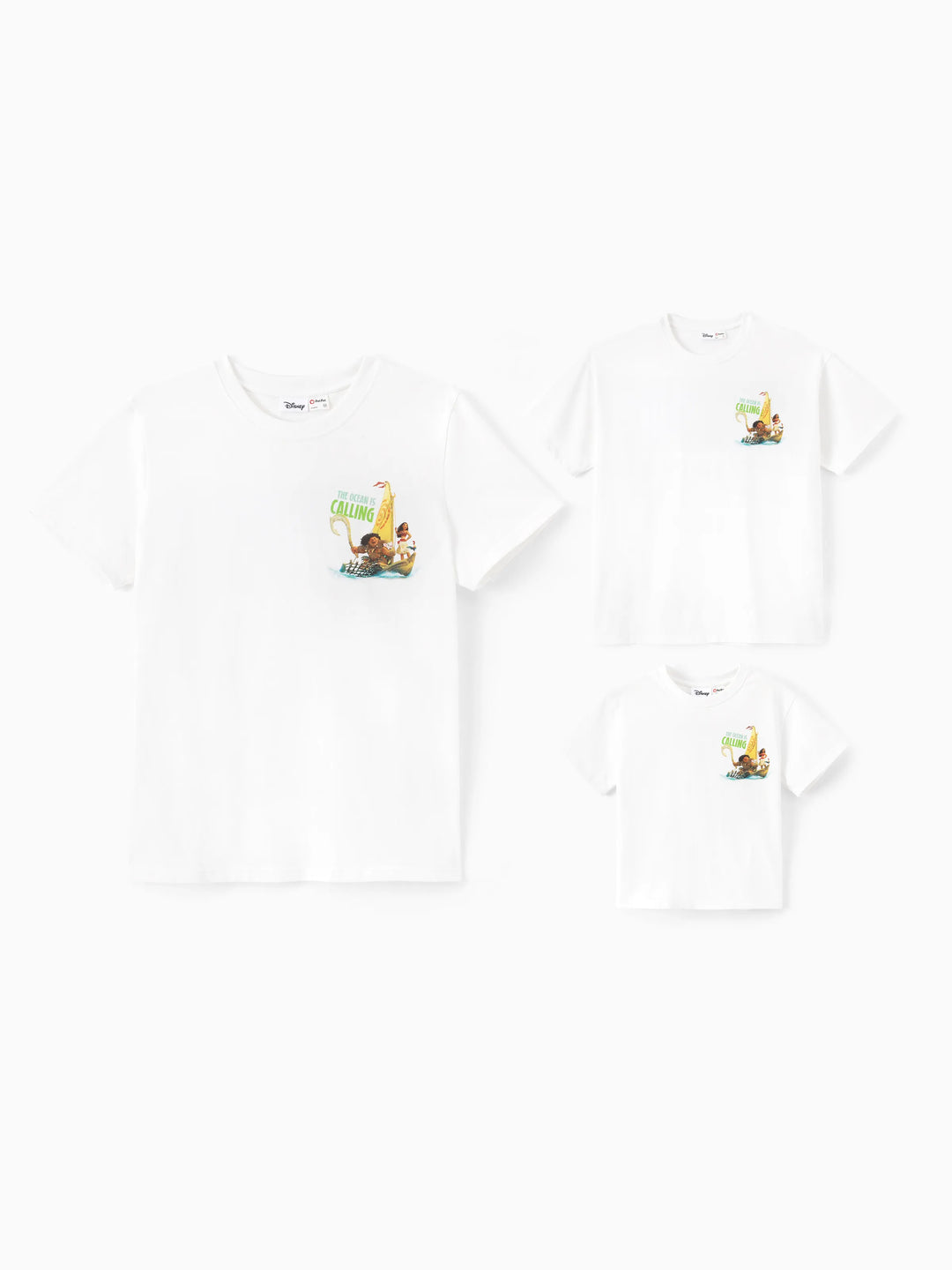Disney Princess Moana Family Matching "The Ocean Is Calling" Graphic T-Shirts for Vacation & Everyday Fun White