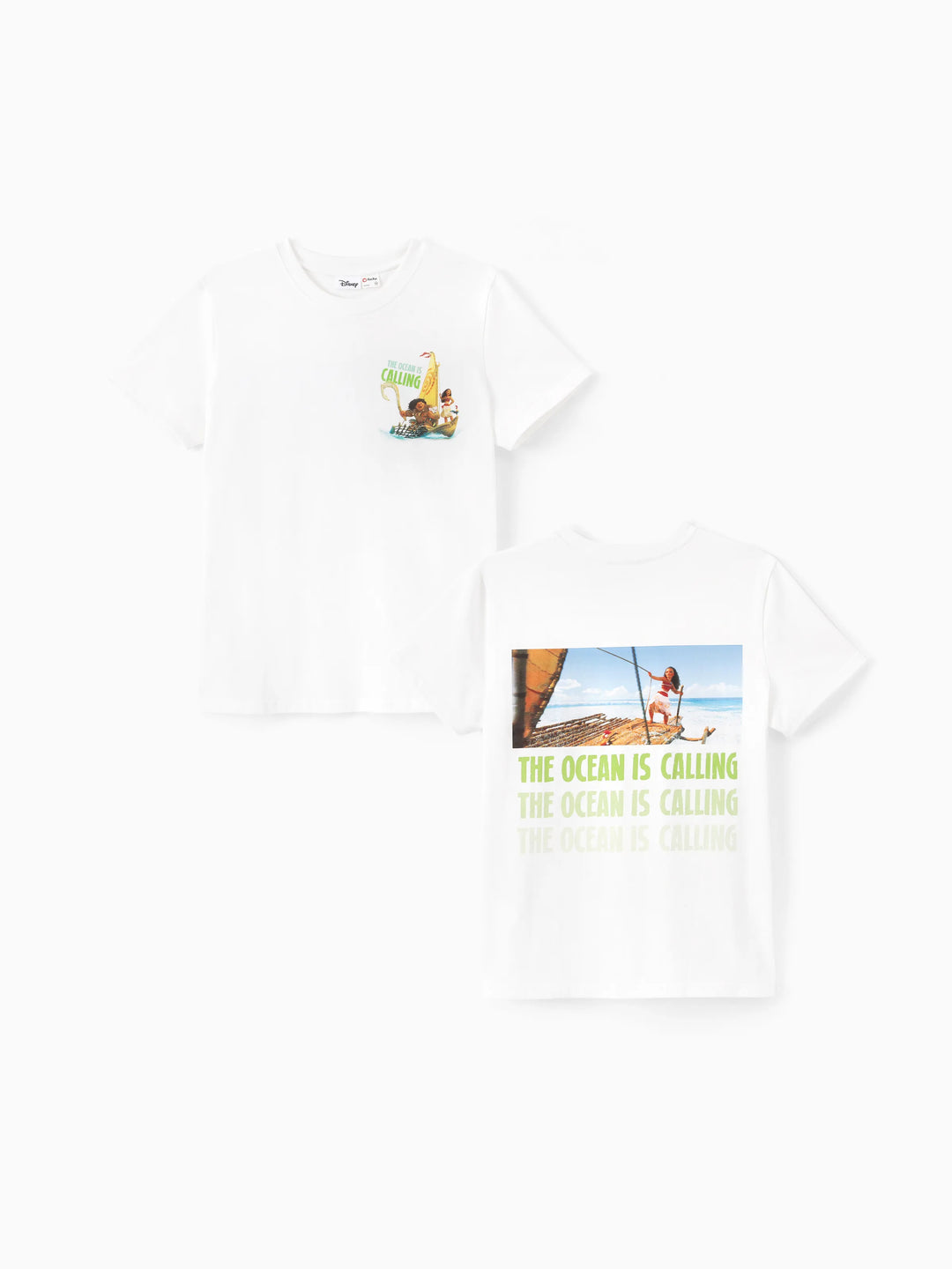 Disney Princess Moana Family Matching "The Ocean Is Calling" Graphic T-Shirts for Vacation & Everyday Fun White