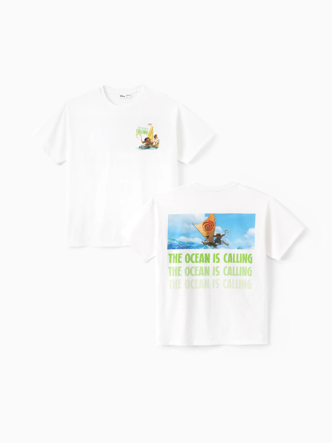 Disney Princess Moana Family Matching "The Ocean Is Calling" Graphic T-Shirts for Vacation & Everyday Fun White