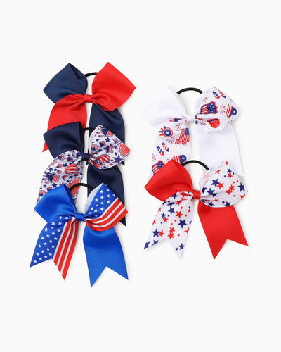 Independence Day Mommy and Me 5-Pack Patriotic Bow Hair Ties Multi-color
