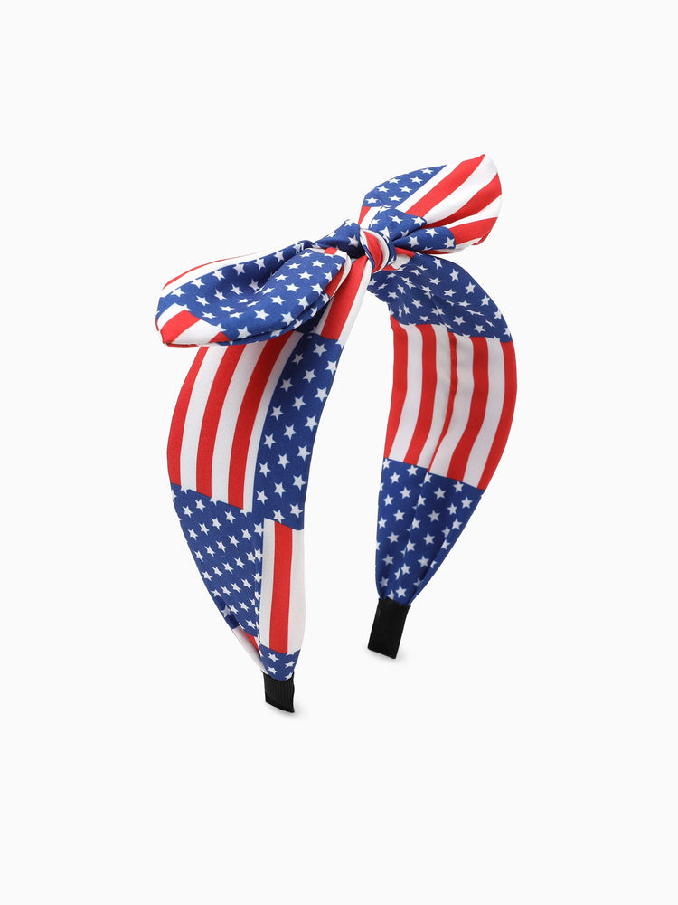 Independence Day Mommy and Me Patriotic Star Stripe Bow Headband Navy