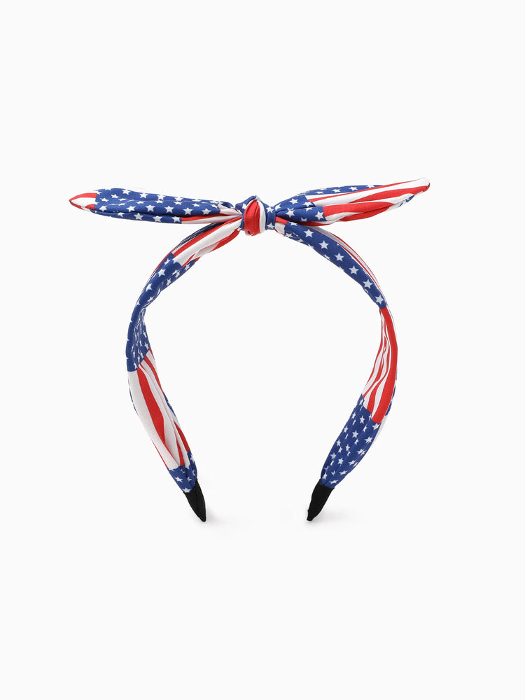 Independence Day Mommy and Me Patriotic Star Stripe Bow Headband Navy