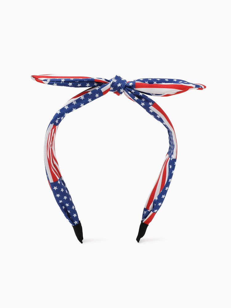 Independence Day Mommy and Me Patriotic Star Stripe Bow Headband Navy