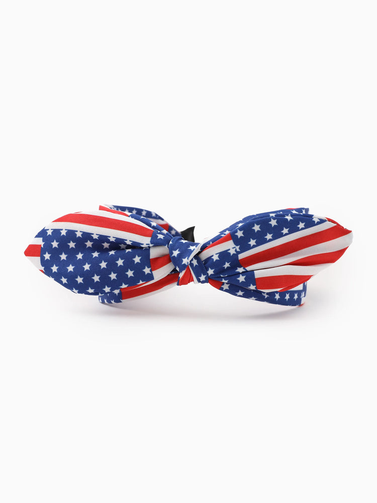 Independence Day Mommy and Me Patriotic Star Stripe Bow Headband Navy