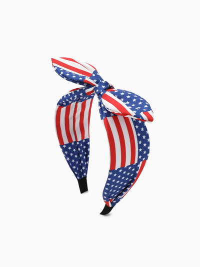 Independence Day Mommy and Me Patriotic Star Stripe Bow Headband Navy