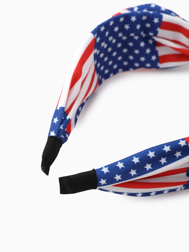 Independence Day Mommy and Me Patriotic Star Stripe Bow Headband Navy