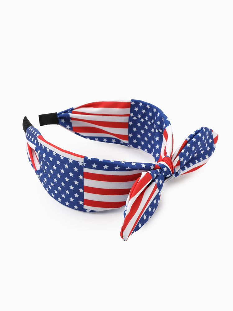 Independence Day Mommy and Me Patriotic Star Stripe Bow Headband Navy