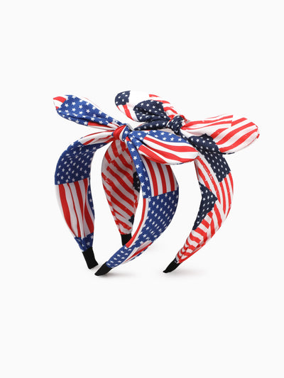 Independence Day Mommy and Me Patriotic Star Stripe Bow Headband Navy