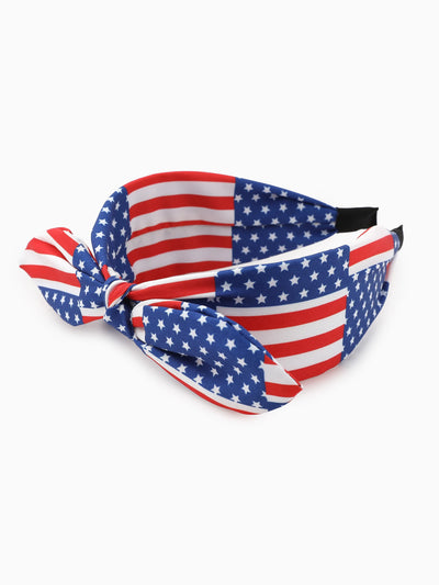 Independence Day Mommy and Me Patriotic Star Stripe Bow Headband Navy