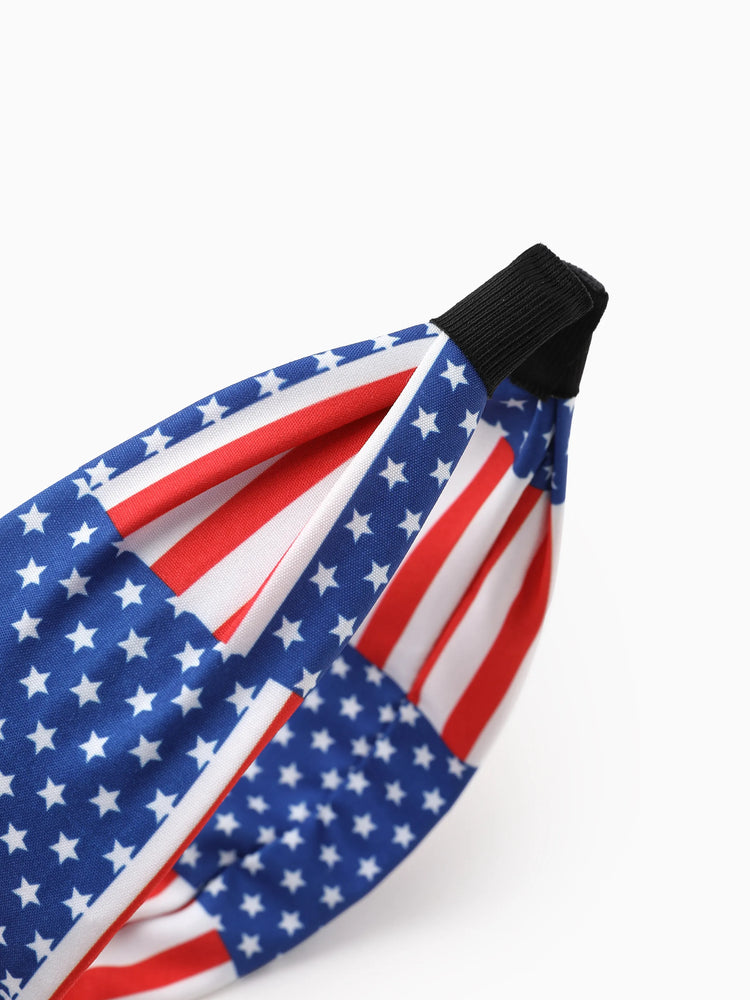 Independence Day Mommy and Me Patriotic Star Stripe Bow Headband Navy