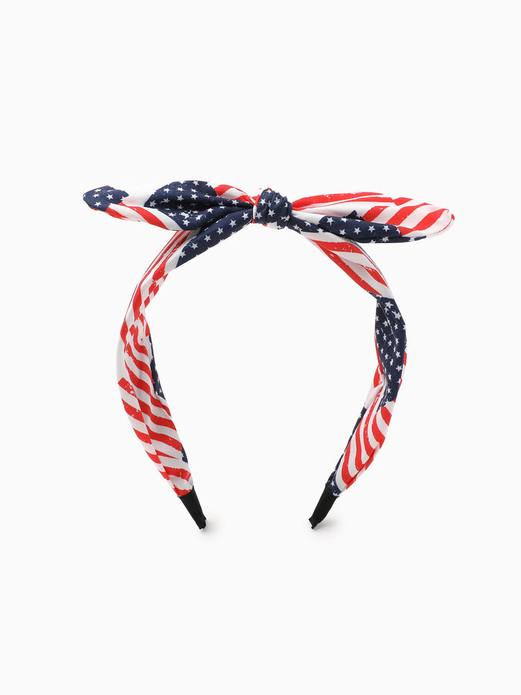 Independence Day Mommy and Me Patriotic Star Stripe Bow Headband Deep Blue