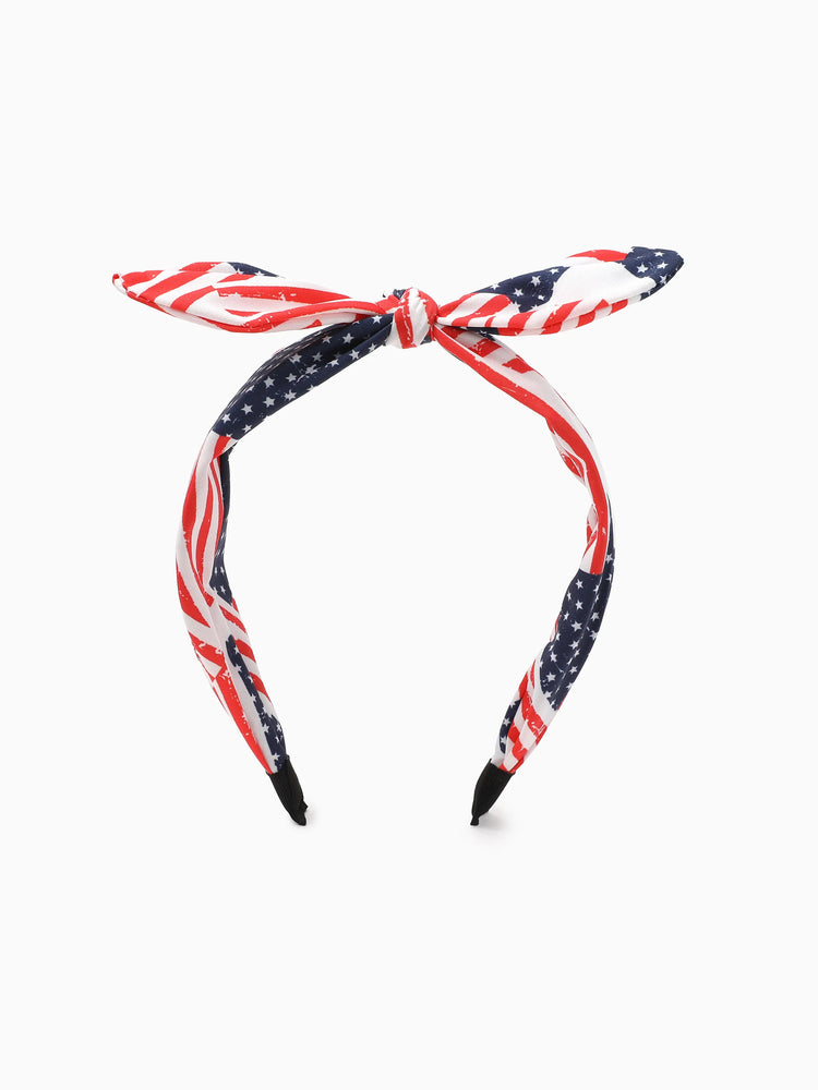 Independence Day Mommy and Me Patriotic Star Stripe Bow Headband Deep Blue