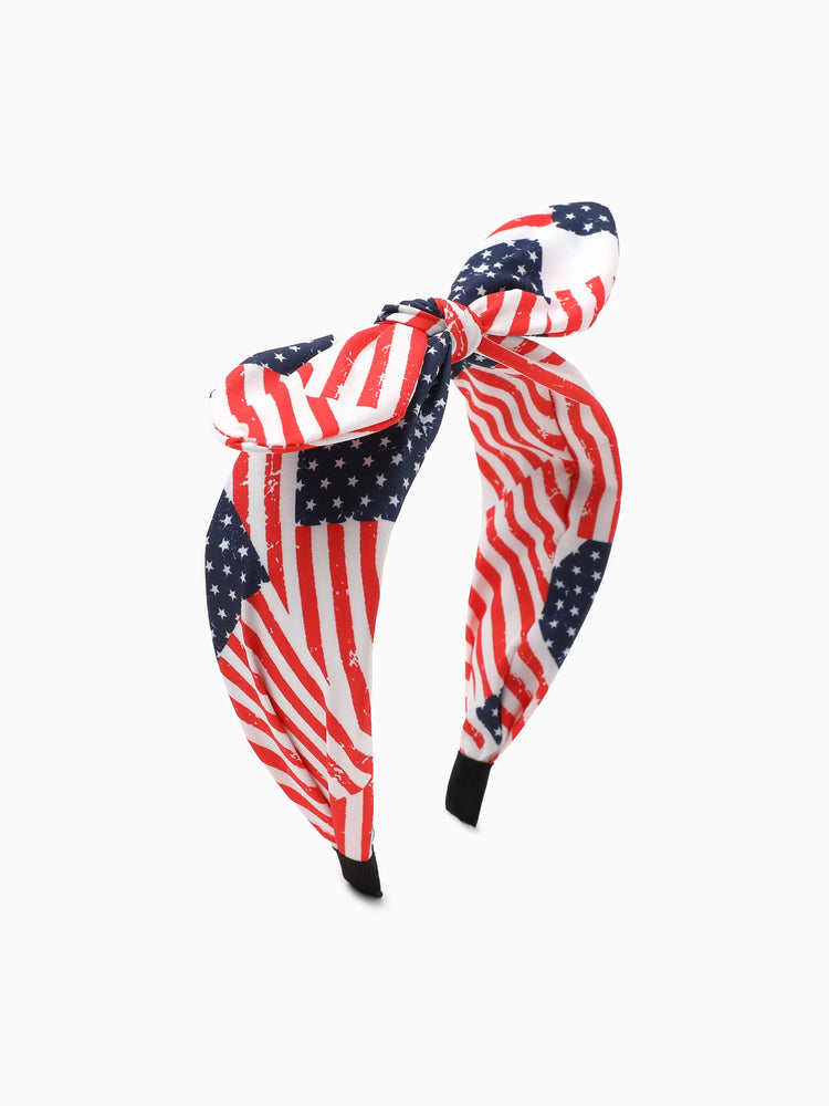 Independence Day Mommy and Me Patriotic Star Stripe Bow Headband Deep Blue