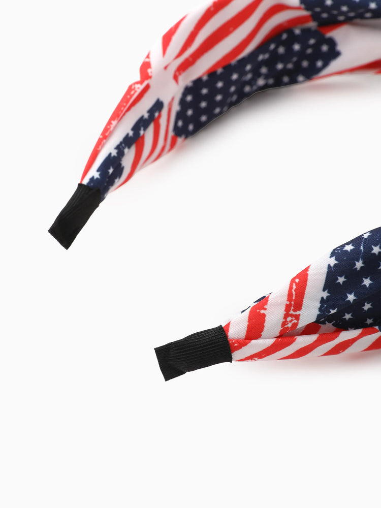 Independence Day Mommy and Me Patriotic Star Stripe Bow Headband Deep Blue