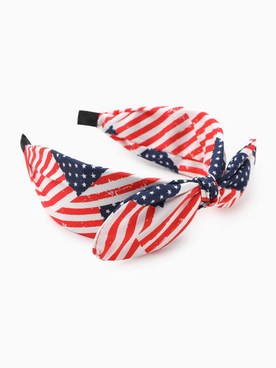 Independence Day Mommy and Me Patriotic Star Stripe Bow Headband Deep Blue