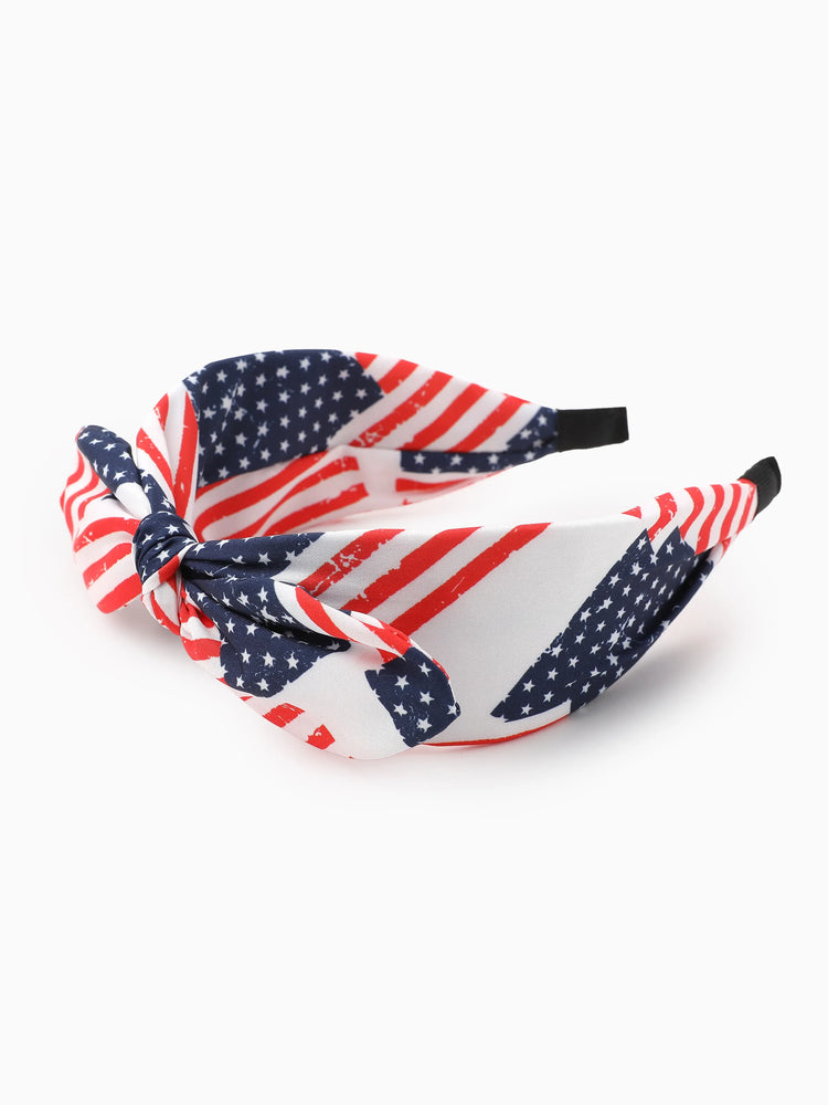 Independence Day Mommy and Me Patriotic Star Stripe Bow Headband Deep Blue