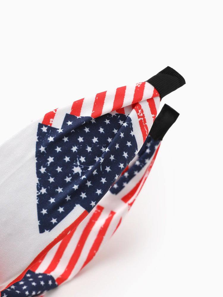 Independence Day Mommy and Me Patriotic Star Stripe Bow Headband Deep Blue