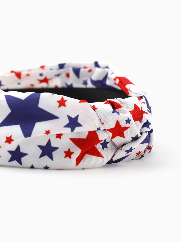 Independence Day Mommy and Me Patriotic Star Print Knotted Headband Color block