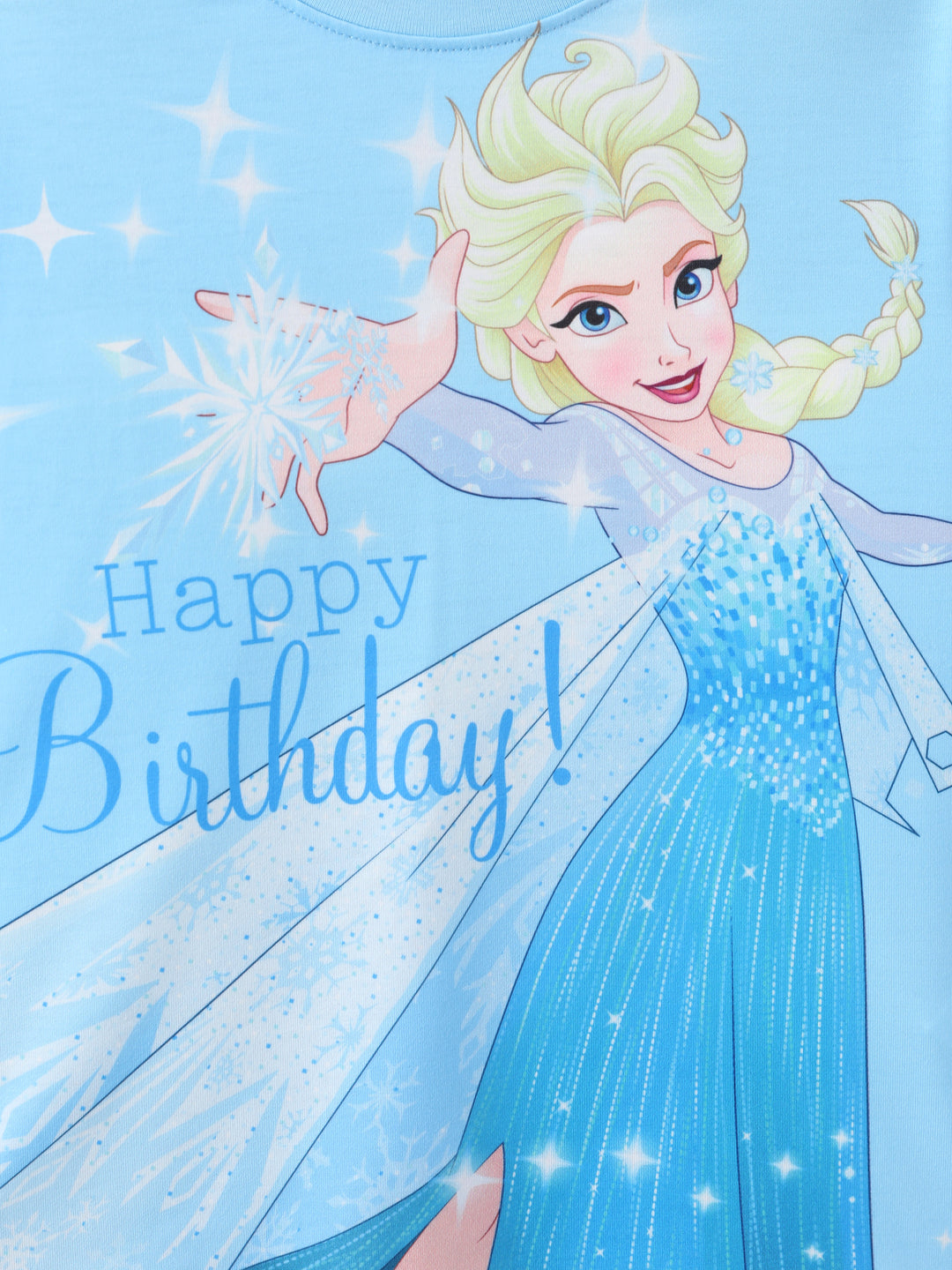 Disney Frozen Elsa Happy Birthday Girls' Short-Sleeve T-Shirt Blue