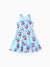 Independence Day Toddler Girls Patriotic Cherry/Star Print Casual Sleeveless Dress Light Blue