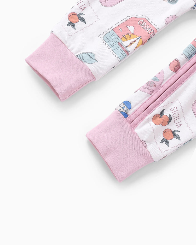 Little Explorers Bamboo Zip-Up Baby Pajamas