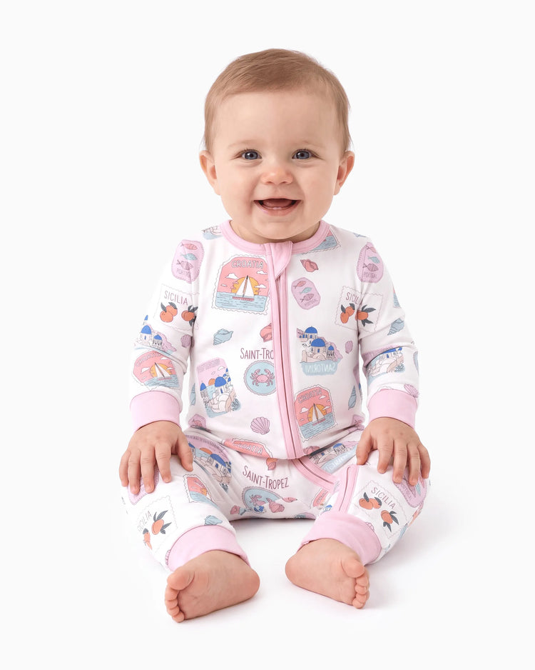 Little Explorers Bamboo Zip-Up Baby Pajamas