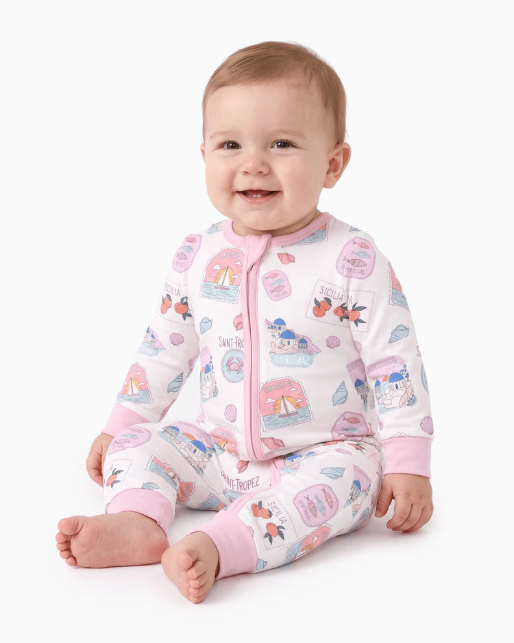 Little Explorers Bamboo Zip-Up Baby Pajamas
