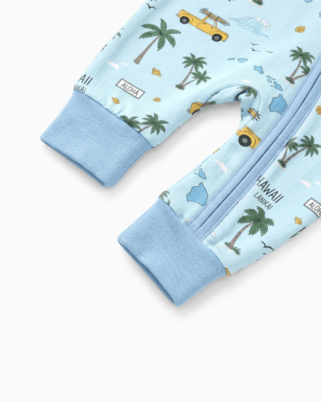 Bamboo Baby Neutral 1 Stück Cartoon-Mischung Eng anliegender Reißverschluss Fußloser Schlafanzug Blau