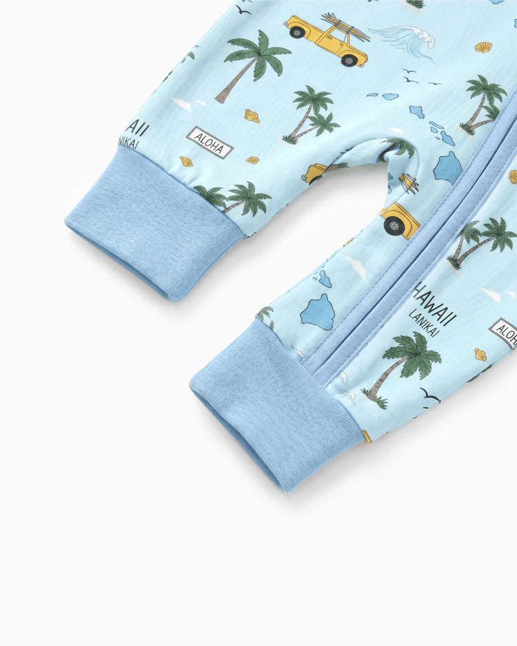Bamboo Baby Neutral 1 Stück Cartoon-Mischung Eng anliegender Reißverschluss Fußloser Schlafanzug Blau