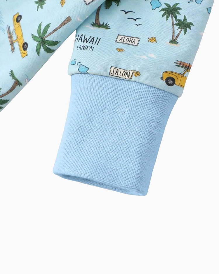 Bamboo Baby Neutral 1 Stück Cartoon-Mischung Eng anliegender Reißverschluss Fußloser Schlafanzug Blau