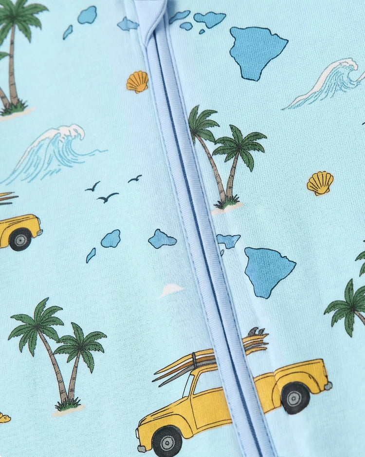 Bamboo Baby Neutral 1 Stück Cartoon-Mischung Eng anliegender Reißverschluss Fußloser Schlafanzug Blau