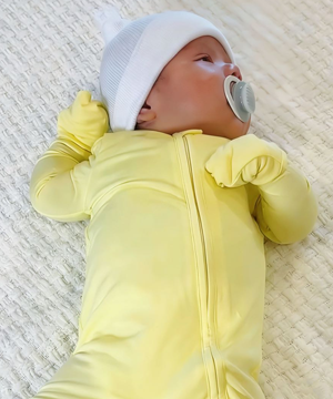 Bamboo 2-Pack Footies Baby Boy / Girl 2-Way Zipper Anti Slip Long Sleeve Rompers Pale Yellow
