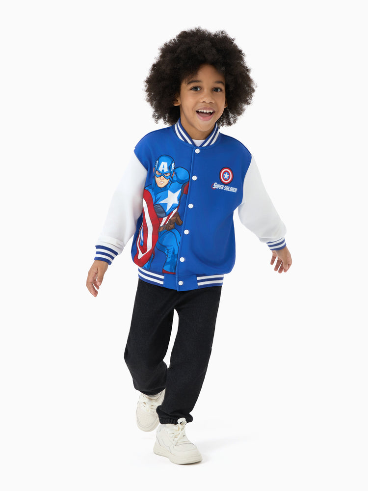 Marvel Toddler/Kids Boy Captain America Colorblock Bomber Jacket Blue