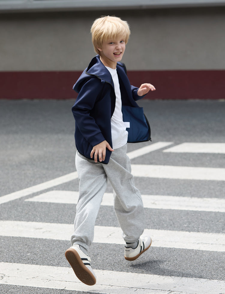 boys zip up black hoodie lightweight jacket stretchy air layer sweatshirt with full zipper dark blue