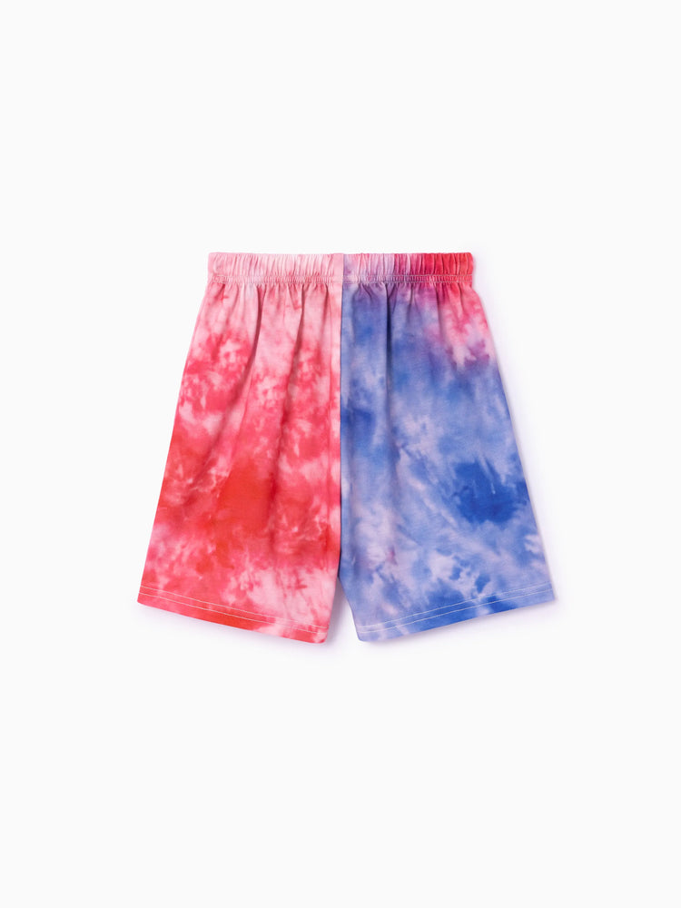 Independence Day Toddler Boy 2pcs Patriotic Tie-Dye T-Shirt with Shorts Sporty Set Red