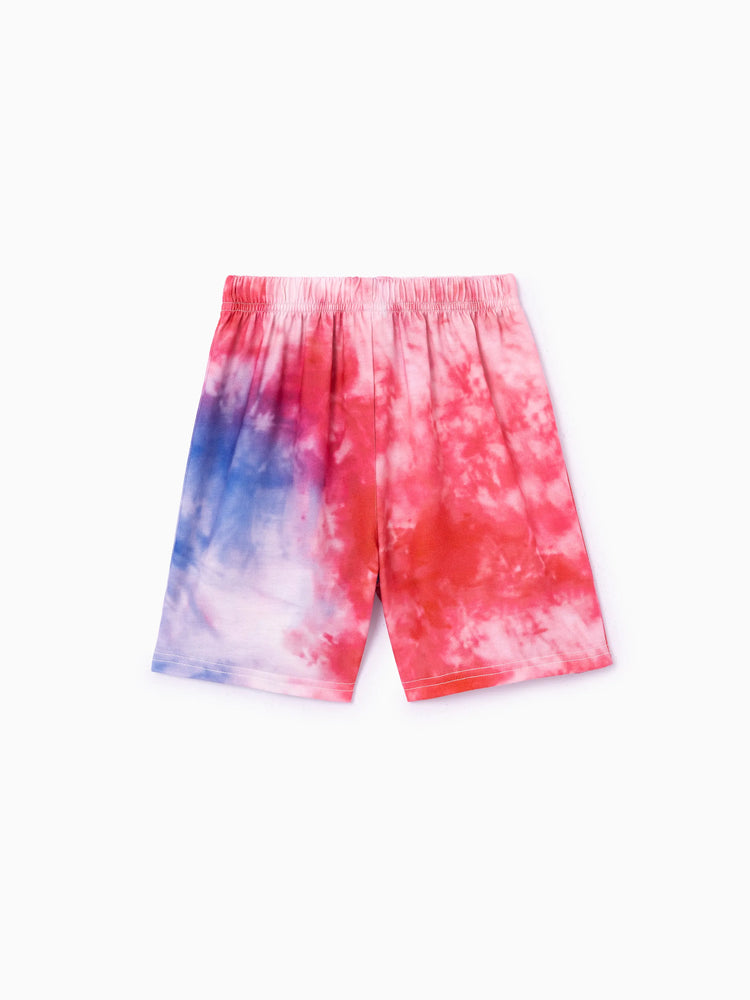 Independence Day Toddler Boy 2pcs Patriotic Tie-Dye T-Shirt with Shorts Sporty Set Red