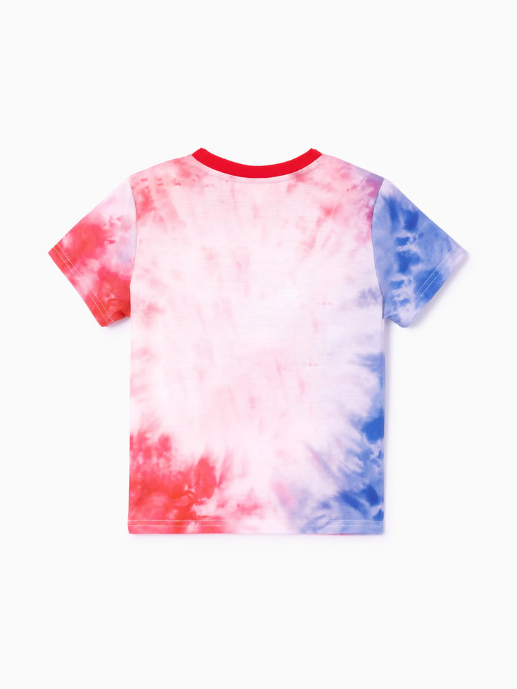 Independence Day Toddler Boy 2pcs Patriotic Tie-Dye T-Shirt with Shorts Sporty Set Red
