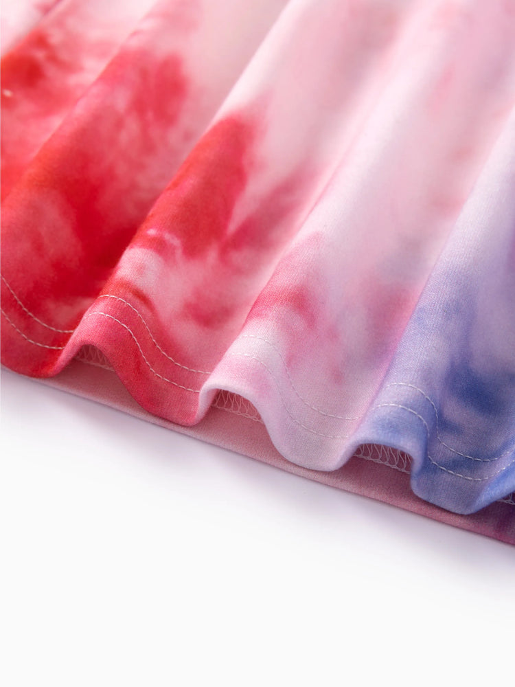 Independence Day Toddler Boy 2pcs Patriotic Tie-Dye T-Shirt with Shorts Sporty Set Red