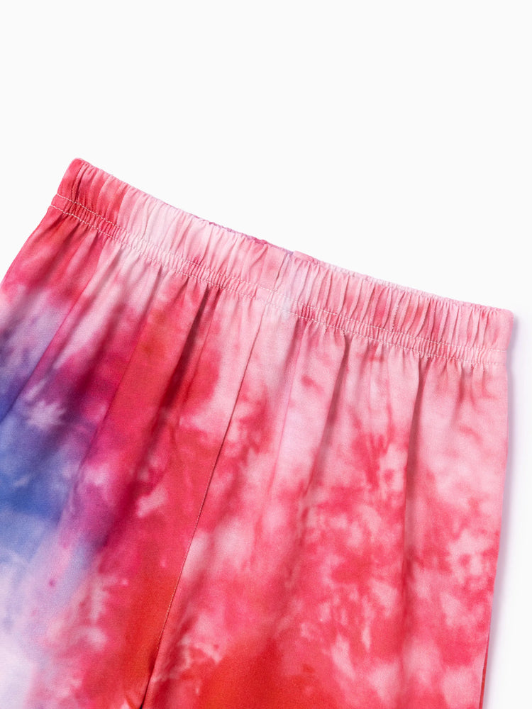Independence Day Toddler Boy 2pcs Patriotic Tie-Dye T-Shirt with Shorts Sporty Set Red