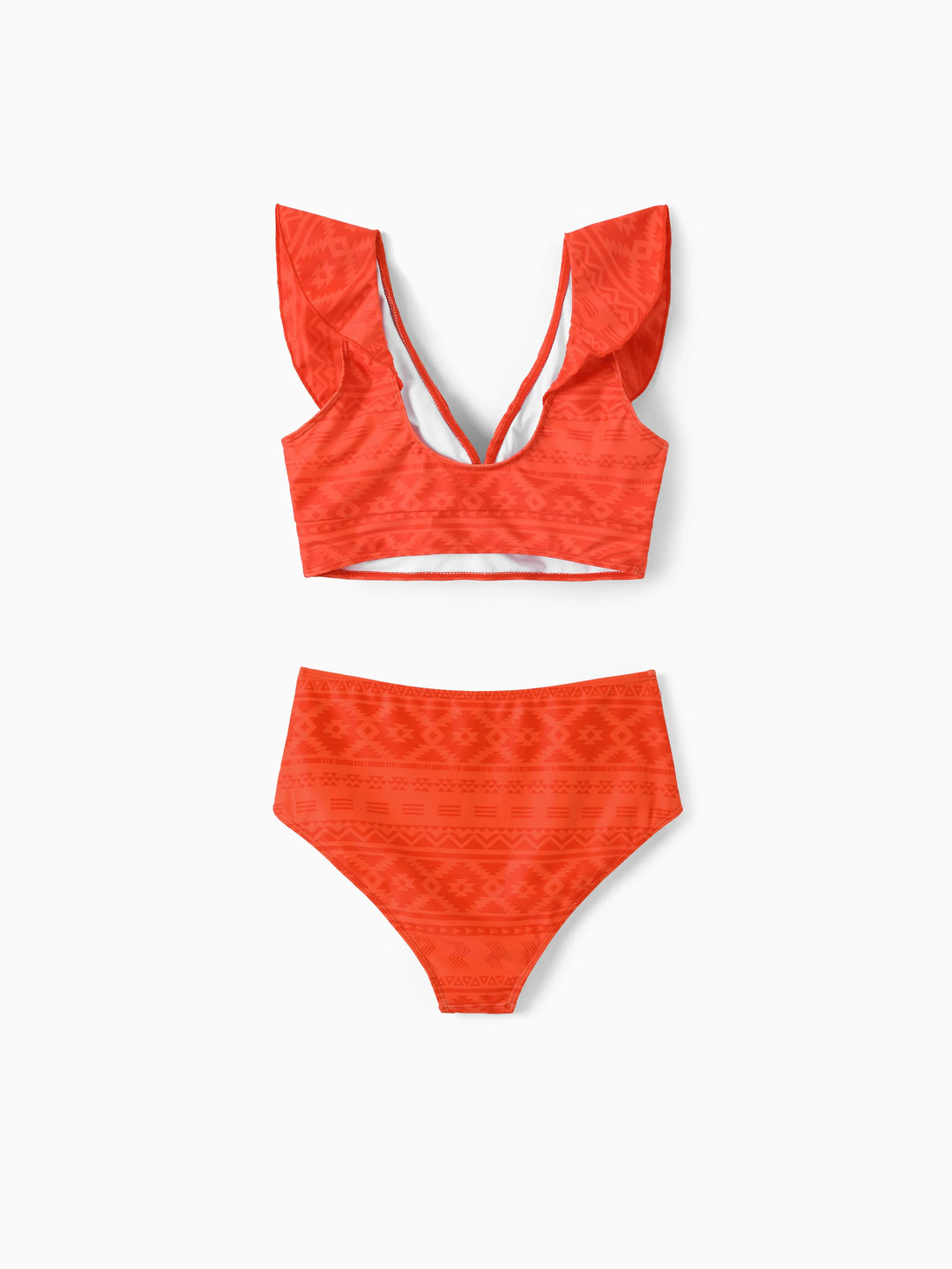 Bikini à volants avec robe de plage optionnelle maman et moi, imprimé floral tropical, orange