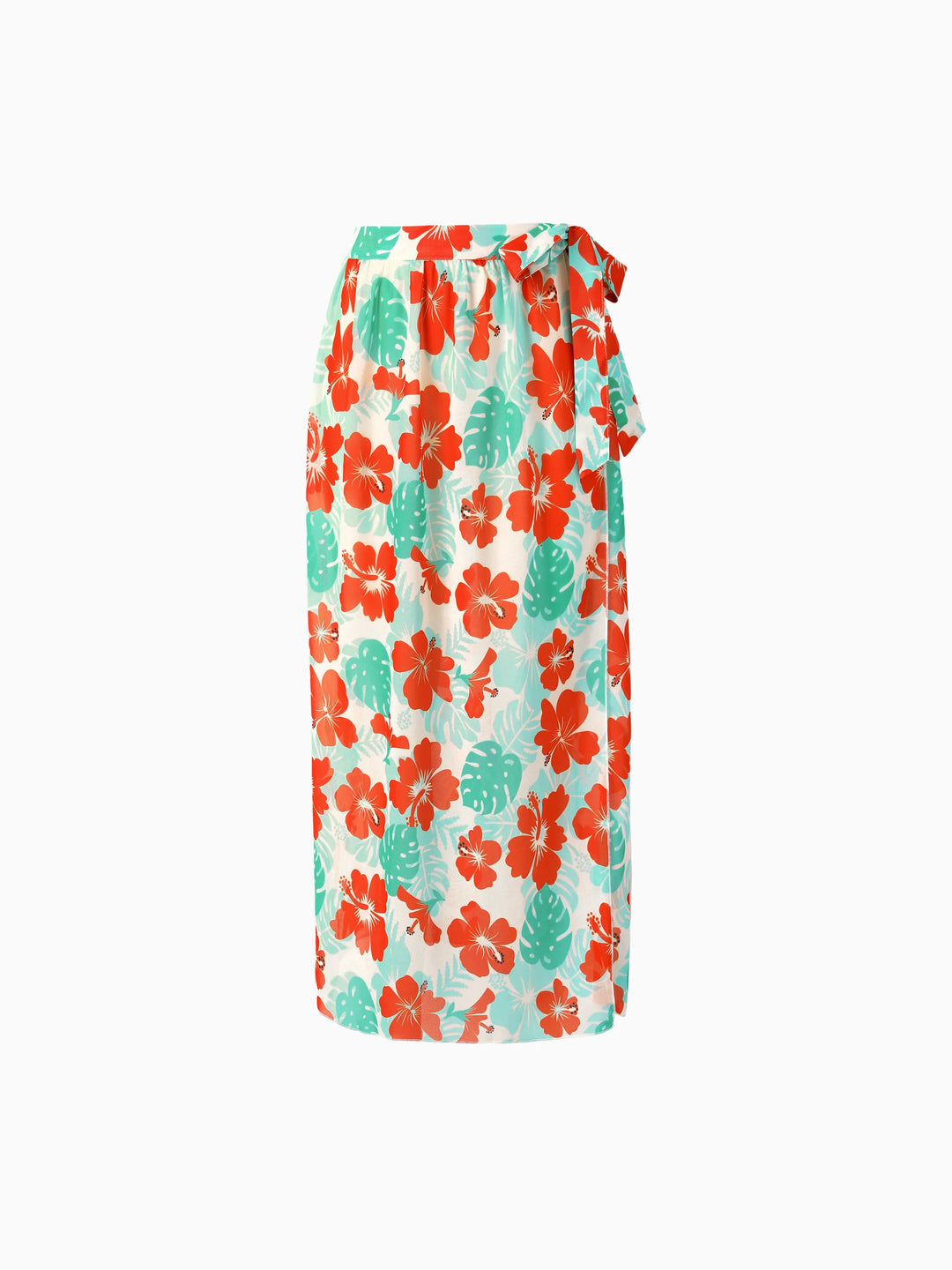 Bikini à volants avec robe de plage optionnelle maman et moi, imprimé floral tropical, orange