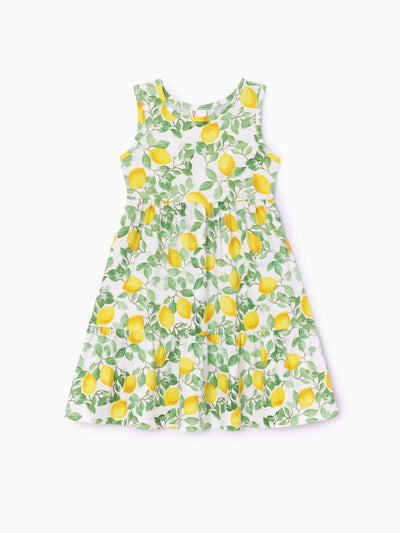 Fresh Market Toddler Girl Lemon Print Dress Yellow+White