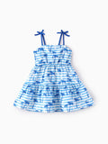 Ocean Vibes Baby Girl Palm Tree Dress Blue