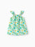 Ocean Vibes Baby Girl Tropical island Leaf Print Dress Green