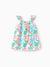 Ocean Vibes Baby Girl Tropical island Leaf Print Dress White