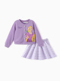 Disney Princess Rapunzel Cotton Top And Tweed Skirt Set Purple